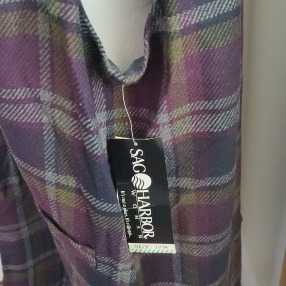 NWT Sag Harbor size 18  plaid sleeveless long dress purple,navy,gray and green - Picture 3 of 8